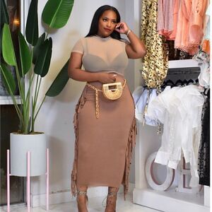 Champagne color Womens Maxi Skirt